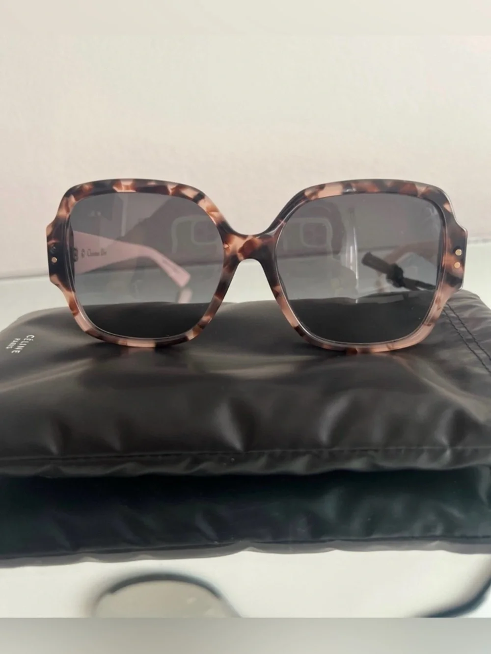 Lady Dior Studs Square Sunglasses In Havana/light Pink - Picture 9 of 9